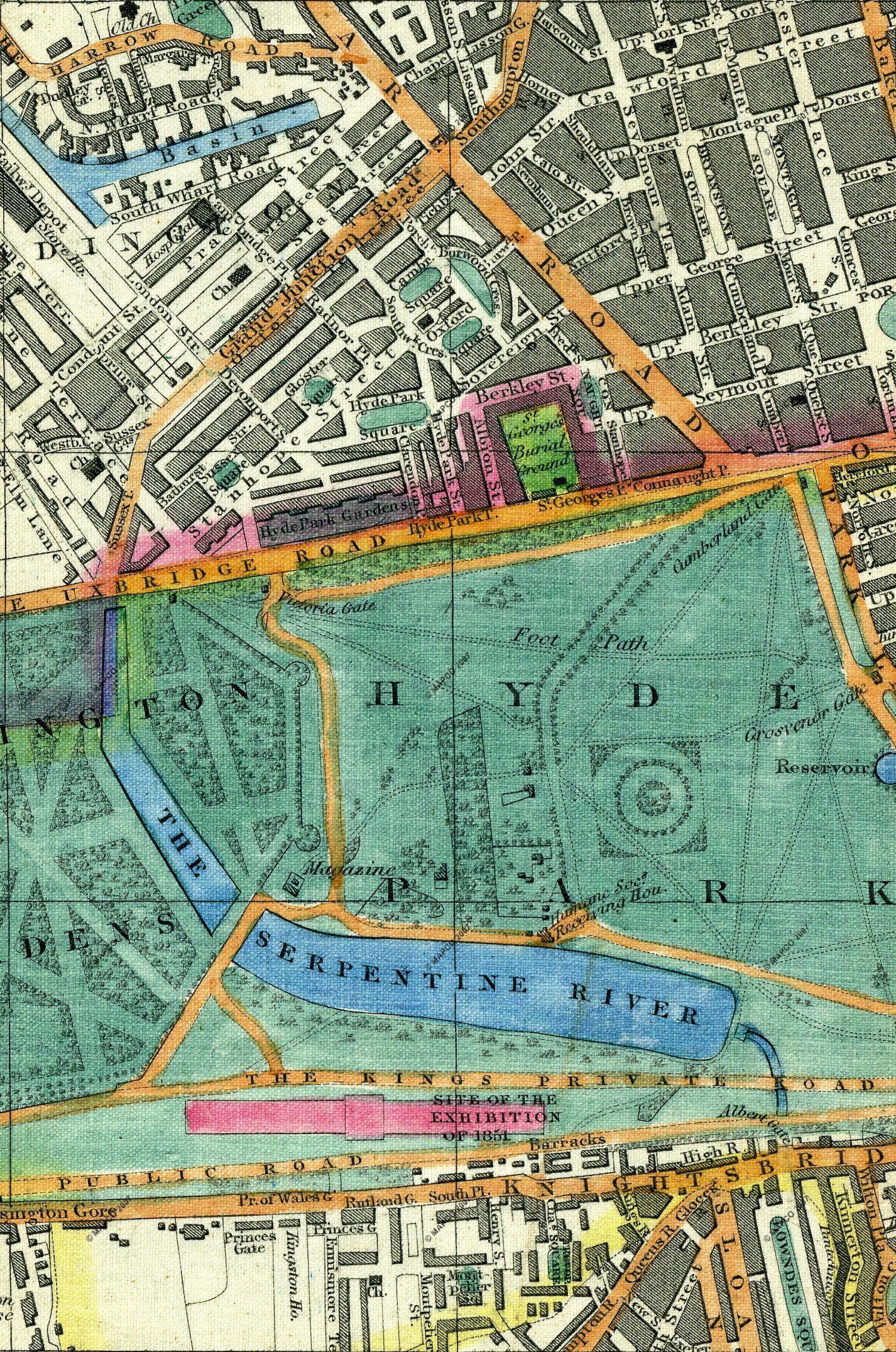 Map Of London 1851 - Cross's London Guide.